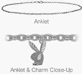Sterling Silver Bunny Charm Flat Cable Anklet