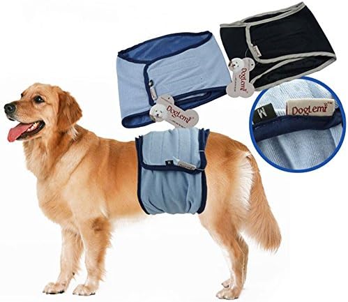 Male Dog Puppy Belly Band Toilet Training Diaper Sanitary Wrap Nappy Underwear, Blue, S Wide(5.5")