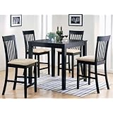 5 Pc Espresso Finish Wood Counter Height Small Dining Table Set