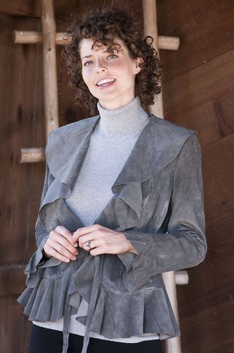Womens Ruffled Suede Jacket