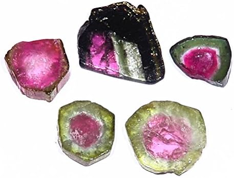 30ct Watermelon Bi-Color Tourmaline Slice Lot Brazil Natural Clean Healing Gemstone Crystal