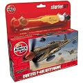 Airfix A50078 Curtiss P-40 Kittyhawk 1:72 Scale Military Aircraft Category 1 Gift Set including paint glue & brushes