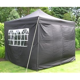 3x3 Heavy Duty Easy up Gazebo with side walls Black