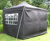 3x3 Heavy Duty Easy up Gazebo with side walls Black
