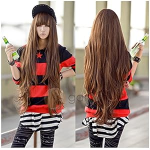 Image® Ricci parrucche 80 centimetri marrone scuro parrucche sexy delle signore