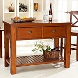 Finley Home Carlton Kitchen Island with Pass-Through Drawers - Heritage Oak