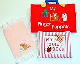 布絵本My abc Finger puppets&MY QUIET BOOK New Version ピンクストライプ    おまけ付きピローケース　　プレイ&ラーンギフトセット