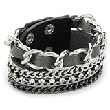 Leslie Danzis Silver Leather Adjustable Snap C