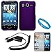 Purple Durable Protective Rubberized Crystal Hard Case Cover for AT&T Wireless New HTC Inspire 4G Android Smart Phone + Mirror Screen Protector + Black Rapid Car Charger with IC Chip + SumacLife TM Wisdom Courage Wristband