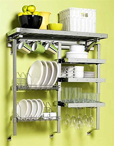 36 in. Dinnerware Complete Kitchen Rack (Satin Nickel)