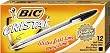BIC Cristal Stic Ball Pen, Medium Point , 1.0 mm, Black, 12 Pens (MS11-Blk)