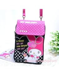 Wireless: Sanrio My Melody Pouch Passport Digital Camera Samsung Galaxy Note 1/2 S4 S3 iPhone 4/5 HTC Blackberry iPod Touch MP3/4 w/Crossbody Strap (Removable & Adjustable) Black - Sanrio