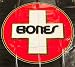 1999 - S.O.C. - BONES Swiss Bearings Banner - Vinyl - Measures 34 x 34 Inches - Grommets in Corners - Folded - Black with Red Circle & White Cross - Out of Production - Limited Edition - Collectible