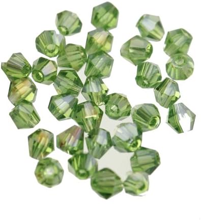 ILOVEDIY 100pcs Green Bicone Faceted Crystal Glass Beads 4mm for Jewelry Making