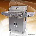 BBQG01 Gasgrill 4 + 1 DE/CH/ÖS silber EDELSTAHL GASGRILL GAS GRILL GRILLWAGEN BARBECUE BBQ MIT TEMPERATURANZEIGE