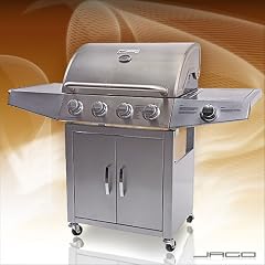 EDELSTAHL GASGRILL silber GAS GRILL GRILLWAGEN BARBECUE BBQ MIT TEMPERATURANZEIGE