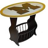IMAGE OF Fan Creations Michigan Wolverines Glass End Table