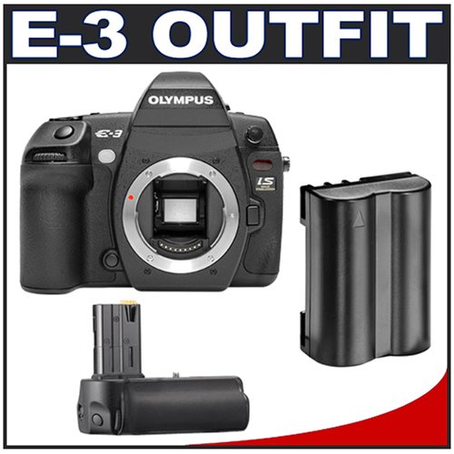 Olympus E-3 Digital SLR Camera with Olympus HLD-4 Power Battery Grip + BLM-1 Battery Pack