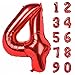 40 Inch Red Large Numbers 0-9 Birthday Party Decorations Helium Foil Mylar Big Number Balloon Digital 4
