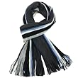 100% Acrylic Men's Colorful Stripes Tassel Ends Knitted Long Scarf - Blue