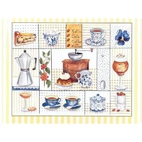 Coffee by Alie Kruse-Kolk. CANVAS with 3/4 inch bars. 19.89 inches width by 19.63 inches height. Highest Quality Art Poster Print