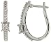14k White Gold 3/4 (20mm) tall Huggie Earrings, w/ 0.70 Carat Round Brilliant / Baguette Diamonds