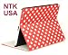 NTK Premium Dalmation Series iPad 2 Plaid Polka Dots Pattern Folio Leather Smart Cover Case Tartan Style With Inner Hard Armor Case/Base (Red/White)