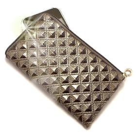 Genuine "Princess" Luxurious Padded Gloss Finish Zipped Wallet / Holder & "Dreamer" no. 10005 Gliter Phone Charm for BLU Gol .Unique Embossed Zip Pouch / Case / Skin / Holster with Carrying Strap for Mobile Phone and Credit Cards - Olive .