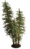 5 Pre-Lit Natural Alpine Artificial Christmas Tree Trio Set - Multi Lights