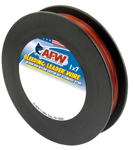 American Fishing Wire Bleeding Leader Blood Red Nylon Coated 1x7 Stainless Steel Leader Wire