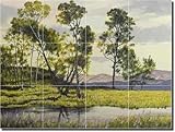 Morning Glory by Liz Mitten Ryan - River Landscape Ceramic Tile Mural 18
