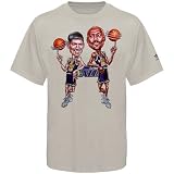 adidas Utah Jazz #12 John Stockton/ #32 Karl Malone Gray Caricature T-shirt