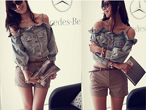 [Kapua] オフショルダー デニム カジュアル レディース トップス