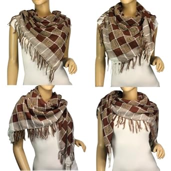 Polyester Fashion String Box Pattern Tassels Ends Square Scarf Shawl - Various Colors
