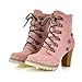 Charm Foot Fashoin Studded Womens Chunky Heel Martin Boots High Top Boots