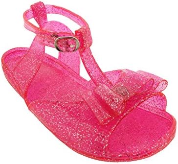 ZTT-6011A-Tod Girls Glitter Jelly Sandals w/Bow-FUCH-M