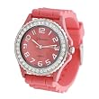 Geneva Platinum CZ Accented Silicon Link Watch, Large Face