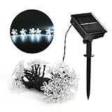 Loende Flower Solar String Lights, Outdoor Waterproof Fairy Blossom String Lights, 50 LED 23Ft 8 Mode, for Garden Patio Wedding Party Bedroom, White