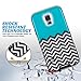 Galaxy S5 Case, UALK Hybrid 3-Piece Dual Layer Wave Pattern Grip Cover Aqua Blue Shock Proof for Samsung Galaxy S5 - Aqua Blue Black Wave