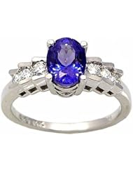 14K White Gold Tanzanite and Diamond Ring -- LIFETIME WARRANTY