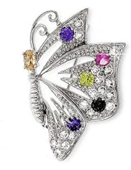 White Gold Butterfly Cubic Zirconia Brooch Pin