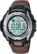 Casio Men's Core PAS400B-5V Brown Leather Quartz Watch with Grey Dial