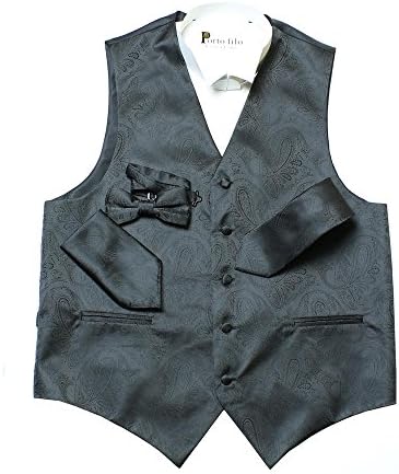 Porto filo paisley design 4 pcs set men's tuxedo vest black