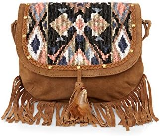 Accessorize Womens Nevada Bead and Fringe Saddle Bag