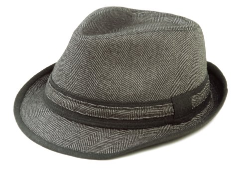 Men's Trilby Hat with a 60's Upturn Style Brim, Fedora, Black
