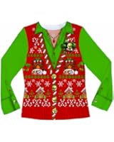 Faux Real Women's Ugly Christmas Sweater Vest Long-Sleeve T-Shirt