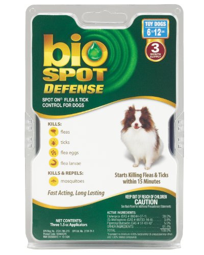pets smart grooming:BioSpot Defense Smart Shield Applicator Spot on Flea and Tick for Toy Dogs, 6 to 12-Pound