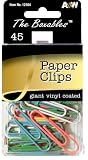 A&W Products Large Paper Clips, Vinyl Coated, Assorted Colors (12104)