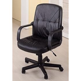 Executive Black Leather Office Desk Chair with Gas Lift by D�cor Best