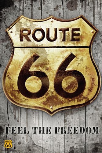 1art1 Empire 331366 Route 66 - Golden Sign - Cars Poster Plakat Druck Print - 61 x 91.5 cm